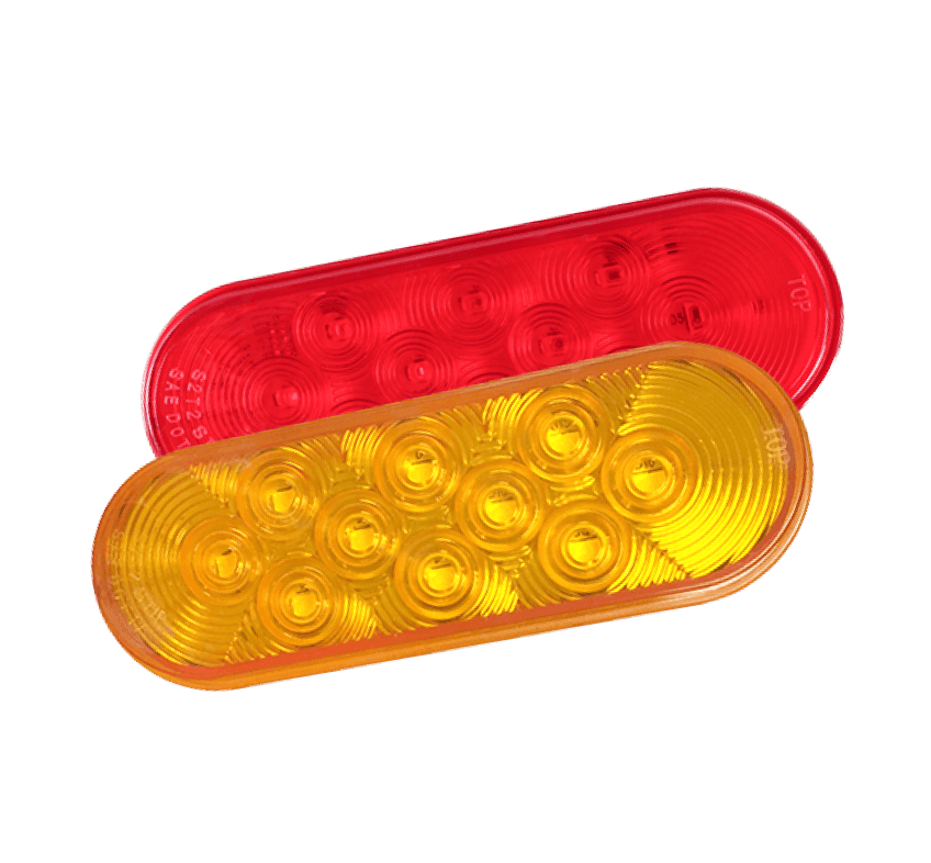 Red and yellow break lights.